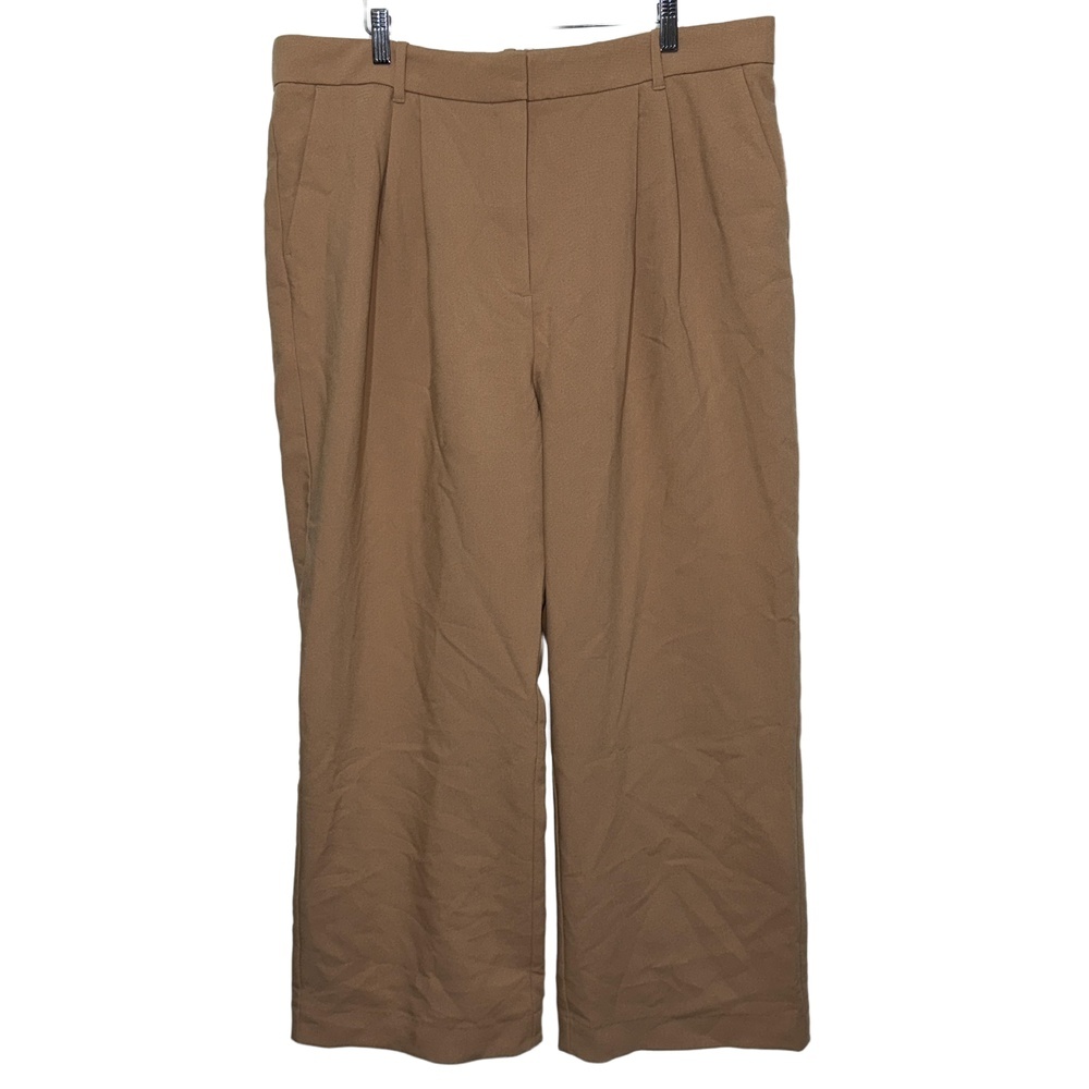 NEW Abercrombie & Fitch Tan Brown Pleated Wide Leg Trousers Dress Pants Sz 34 18